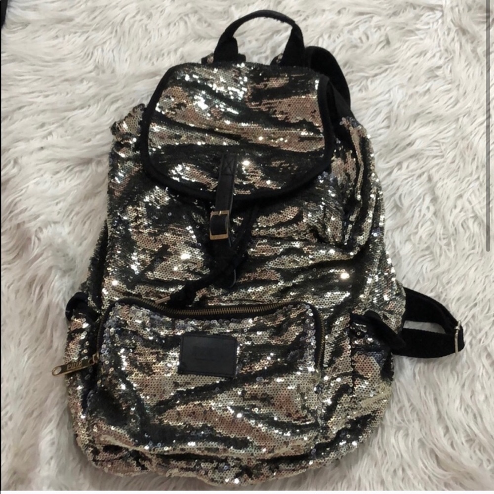 Pink Sequined Jawstring Bag